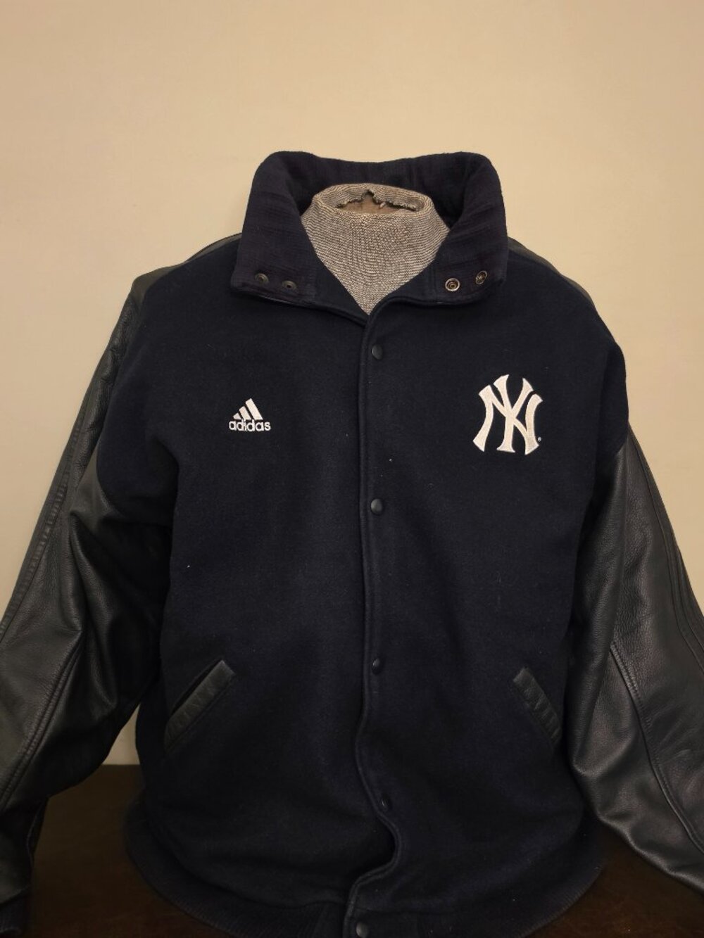 Adidas New York Yankee's Wool Leather Sleeves Varsity Jacket XXL (Preowned)